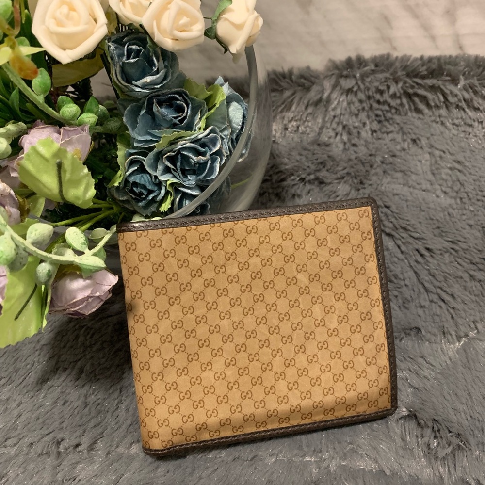 Gucci Canvas Leather Trim Short Wallet
